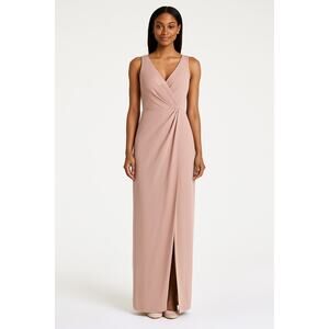 After Six Women's Maxi Dress Size 18‎ Faux Wrap Whisper Satin Draped Tulip Blush